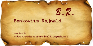 Benkovits Rajnald névjegykártya